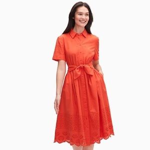 Kate Spade Orange Eyelet Midi Dress Sz Large